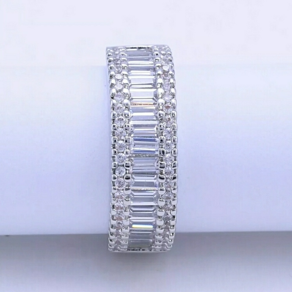 White Zaphire Baguettes Band - Ring